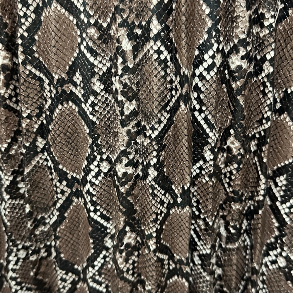 132 Zara | NWOT Brown Black Faux Leather Snakeskin Pleated Maxi Skirt (Size S) - Picture 5 of 9